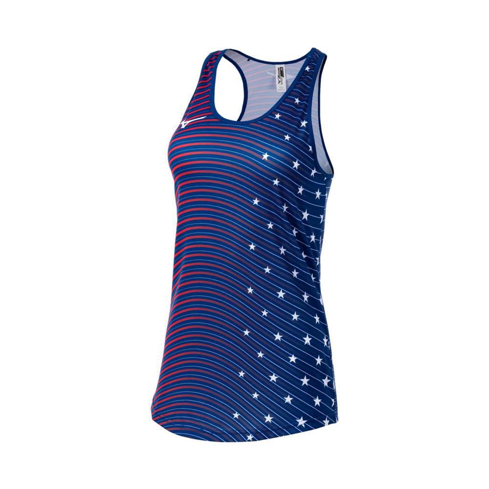 Womens Mizuno Printable Tank Top Navy Philippines (YHDZJE327)